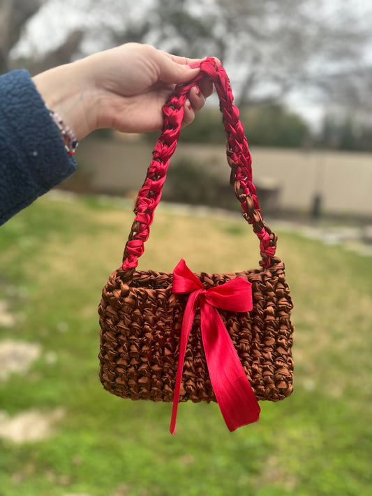 Brown and Red Ribbon Purse